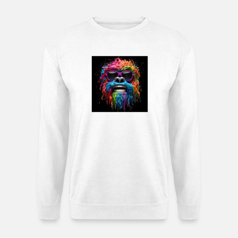Psychedelischer Gorilla mit Sonnenbrille - Unisex Pullover - Weiß
