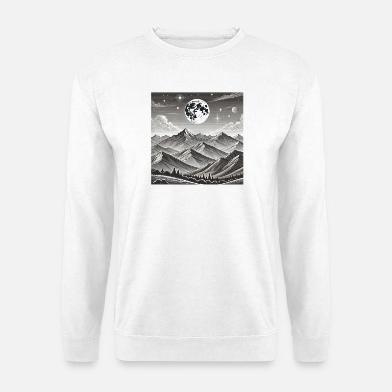 Mondgebirge Nachtlandschaft - Unisex Pullover - Weiß