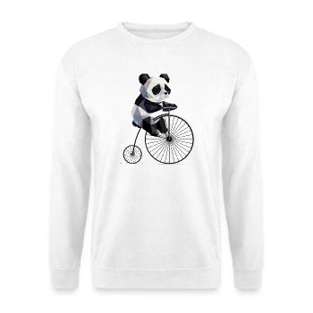 Panda on penny-farthing – retro meets animal love - Unisex Sweatshirt - white - Front