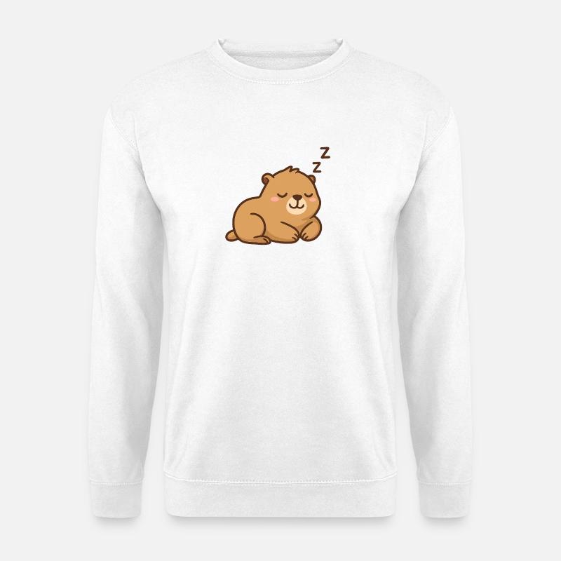 Schlafbär in Pastellbraun - Unisex Pullover - Weiß