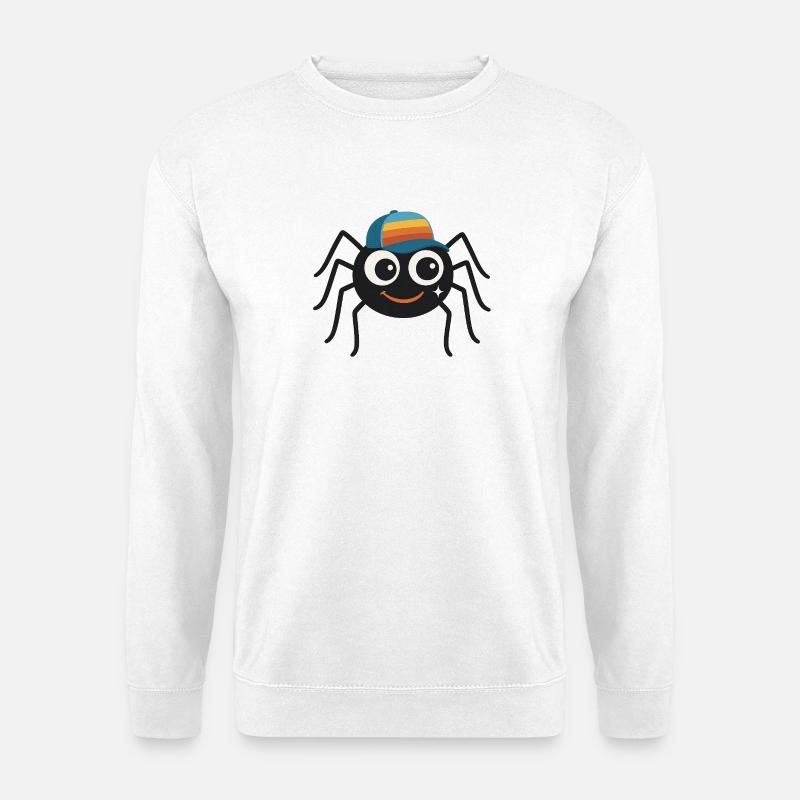 Coole Spinne mit Retro-Cappy – süß & frech - Unisex Pullover - Weiß