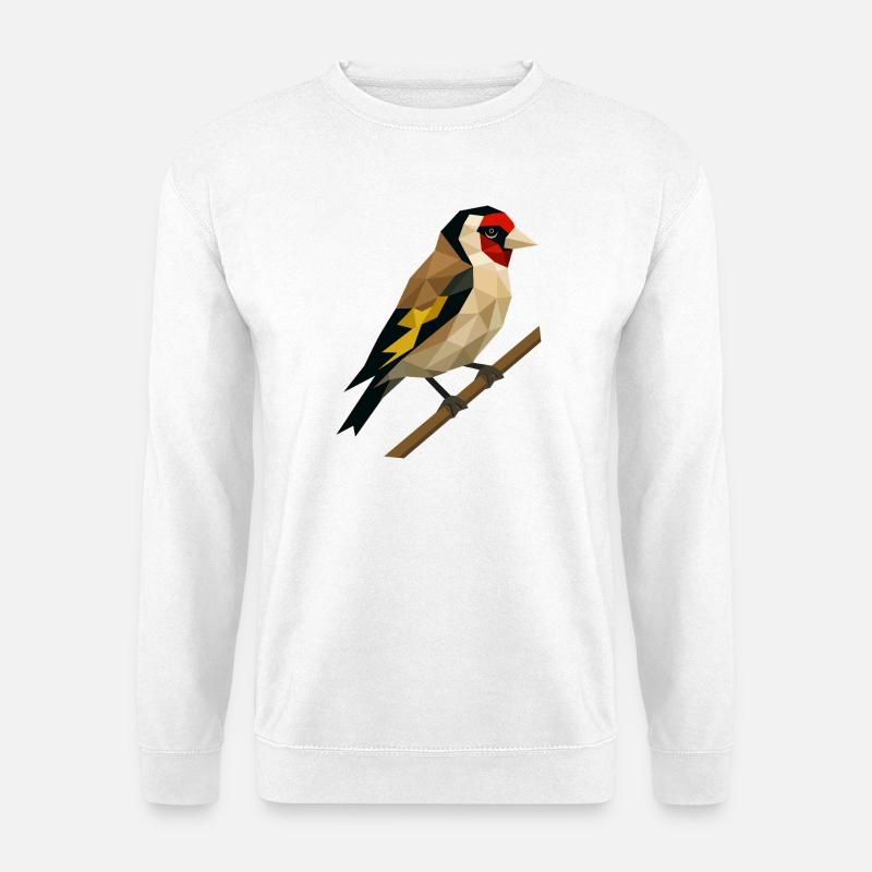 Polygonal Goldfinch – Geometric Elegance - Unisex Sweatshirt - white