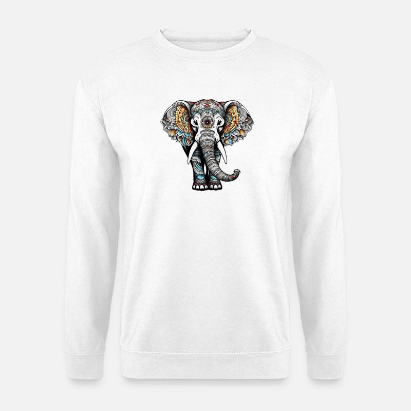 Éléphant coloré dans le style de tatouage - Sweat-shirt Unisexe - blanc