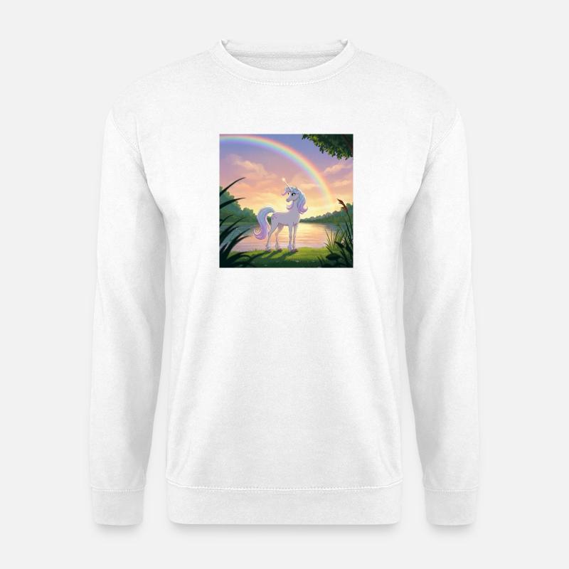 Einhorn unter dem Regenbogen - Unisex Pullover - Weiß