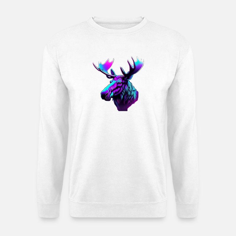 Neon-Elch: Mystischer Farbrausch - Unisex Pullover - Weiß