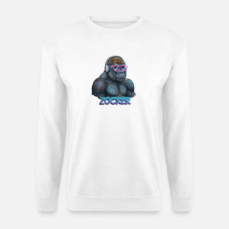 Zocker Gorilla - Unisex Pullover - Weiß