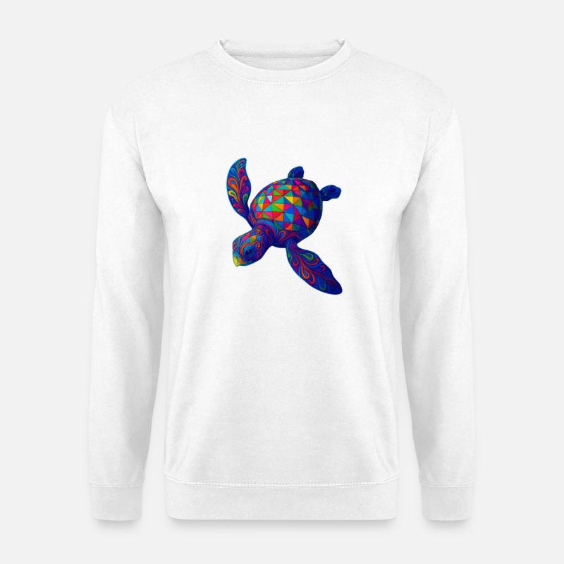 Lebendige geometrische Schildkrötenkunst - Unisex Pullover - Weiß