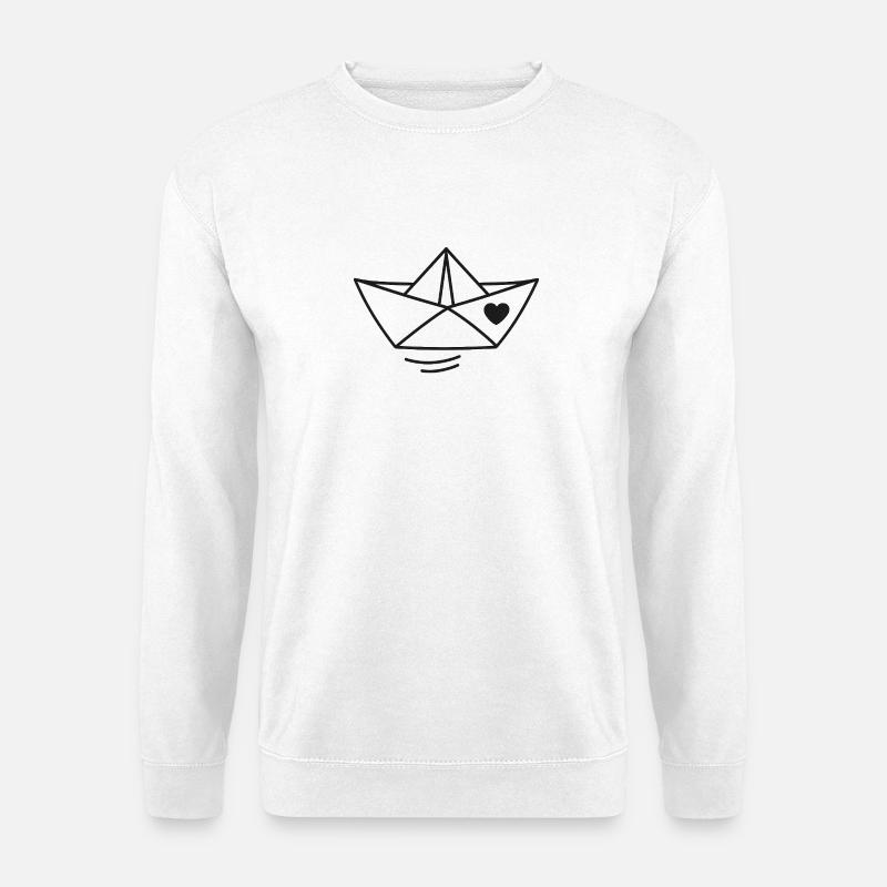 Herz Papierboot Illustration - Unisex Pullover - Weiß