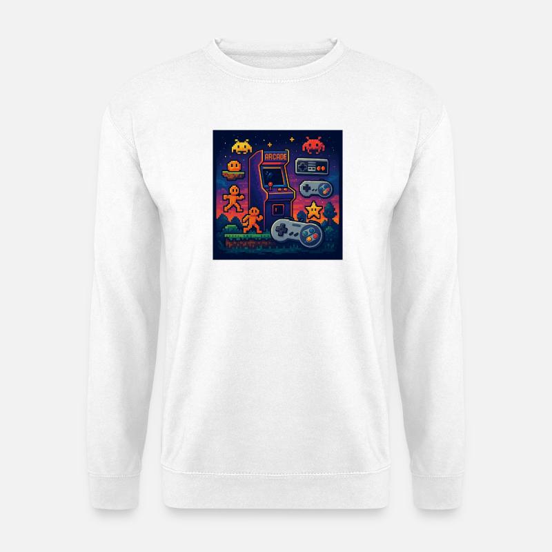 Retro Pixel Arcade Gaming Design - Unisex Sweatshirt - white