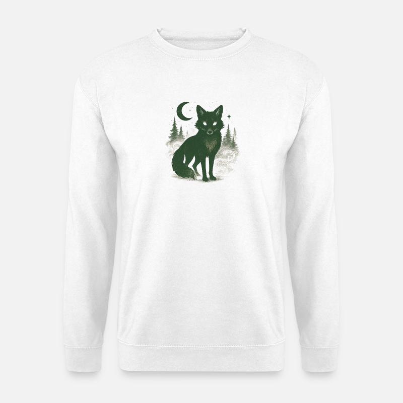 Mystischer Waldfuchs bei Mondnacht - Unisex Pullover - Weiß