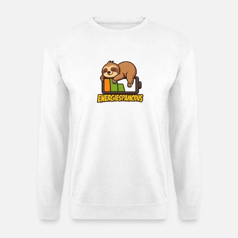 Niedlicher Faultier Energiesparlogo - Unisex Pullover - Weiß