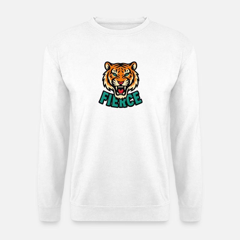 Wilder Tiger Grafik T-Shirt - Unisex Pullover - Weiß