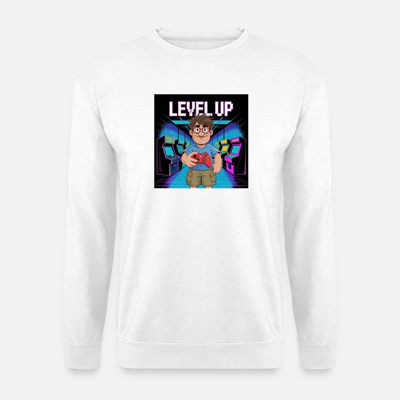 Retro Gamer Level Up Illustration - Unisex Pullover - Weiß
