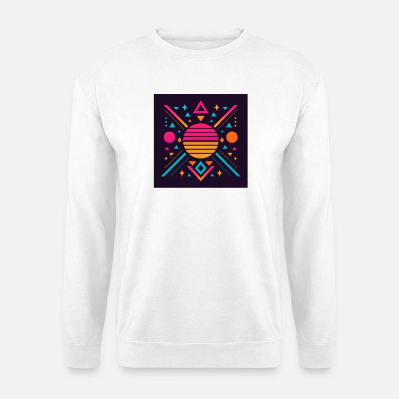 Synthwave geometric pattern - Unisex Sweatshirt - white