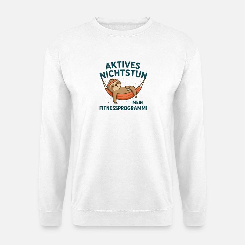 Entspannter Faultier im Hängematten-Design - Unisex Pullover - Weiß