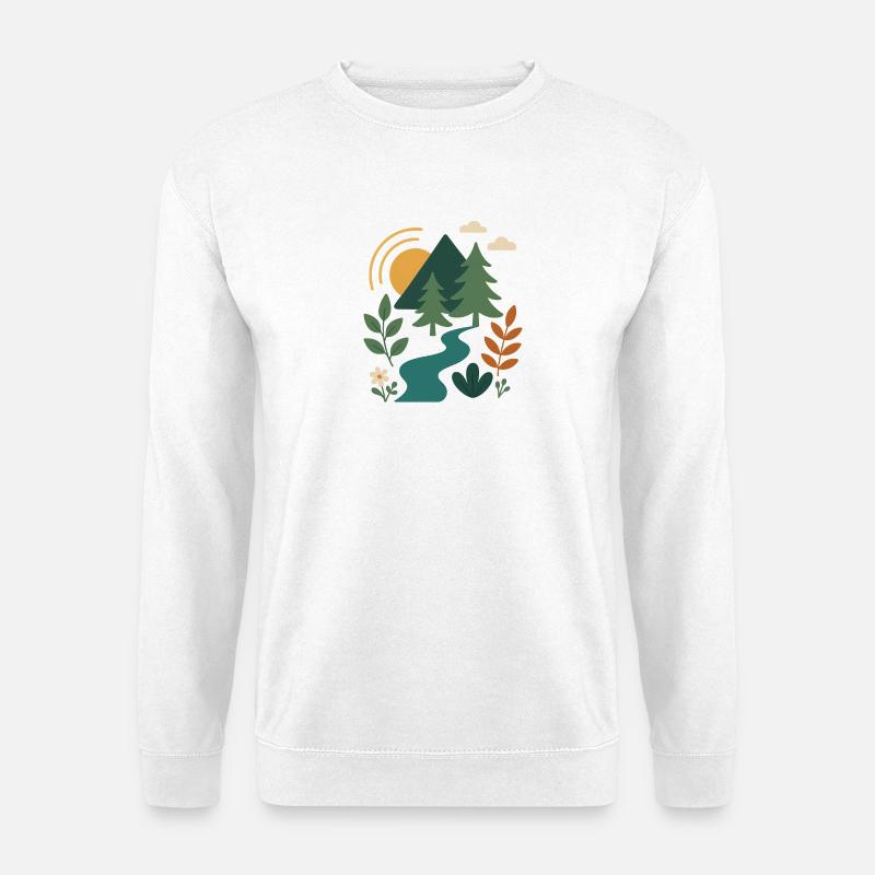 Gelassener Wald Berg Szenendesign - Unisex Pullover - Weiß
