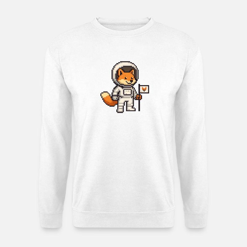 Pixelart Fuchs im Astronautenanzug - Unisex Pullover - Weiß