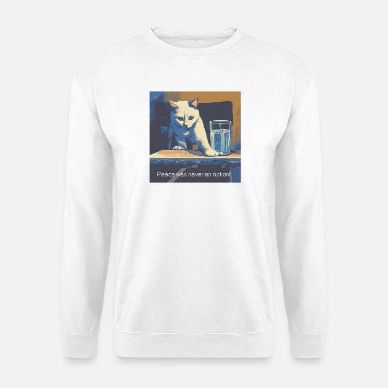 Katzenmotiv mit Friedensbotschaft - Unisex Pullover - Weiß