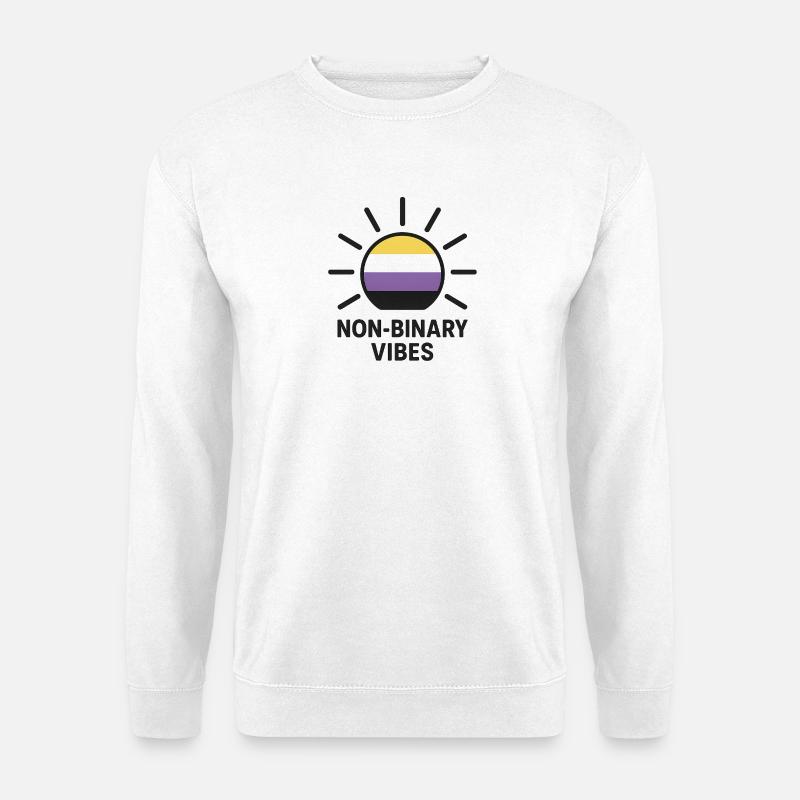 Non-Binary Vibes Sun Logo - Unisex Sweatshirt - white