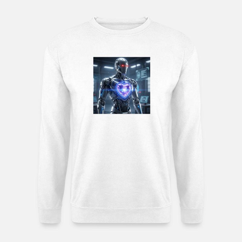 Futuristischer Roboter mit Lichteffekt - Unisex Pullover - Weiß