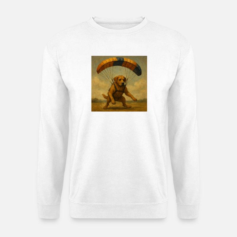 Welpe mit Fallschirm Illustration - Unisex Pullover - Weiß