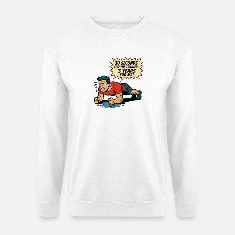 Funny Retro Gym Comic – Plank Struggle - Unisex Sweatshirt - white