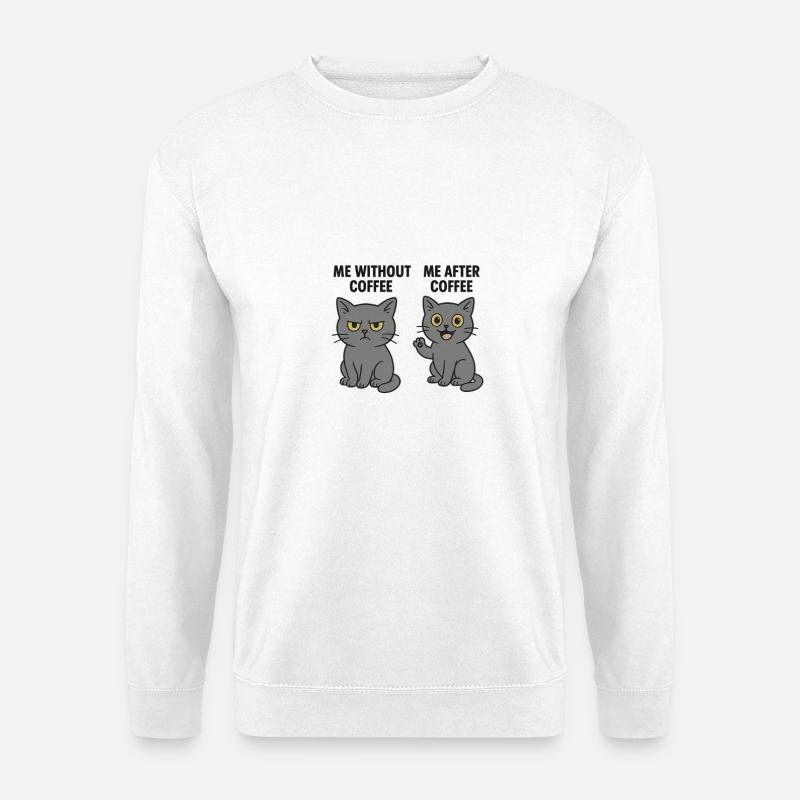 Cat memes: Grumpy without coffee - Unisex Sweatshirt - white