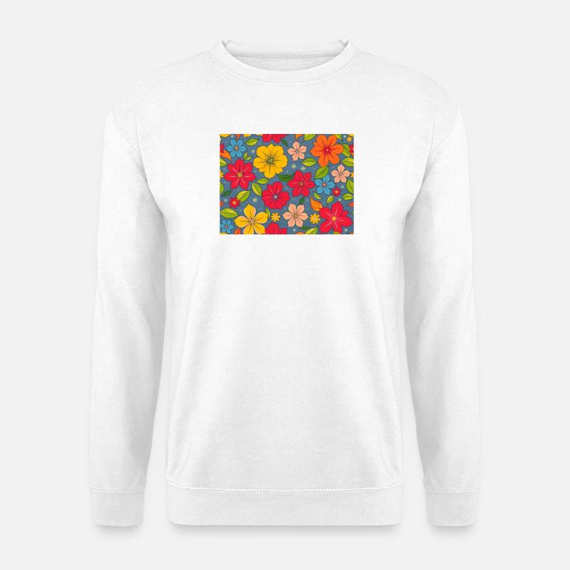 Floral pattern in boho design - Unisex Sweatshirt - white