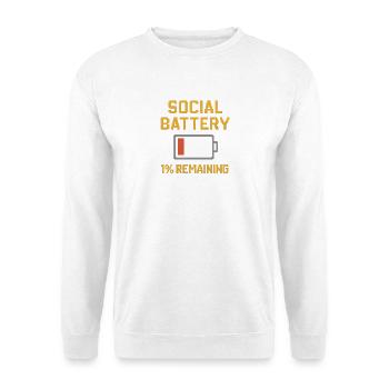 Social Battery 1% - Unisex Pullover - Weiß - Vorne - Alina (178cm) & Michal (187cm)