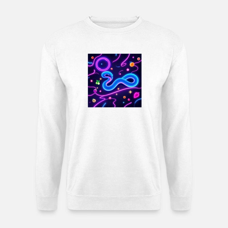 Leuchtende Neon-Schlange mit Fruchtmotiven - Unisex Pullover - Weiß