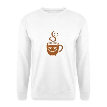 Tasse à café heureuse avec smileys - Sweat-shirt Unisexe - blanc - Devant