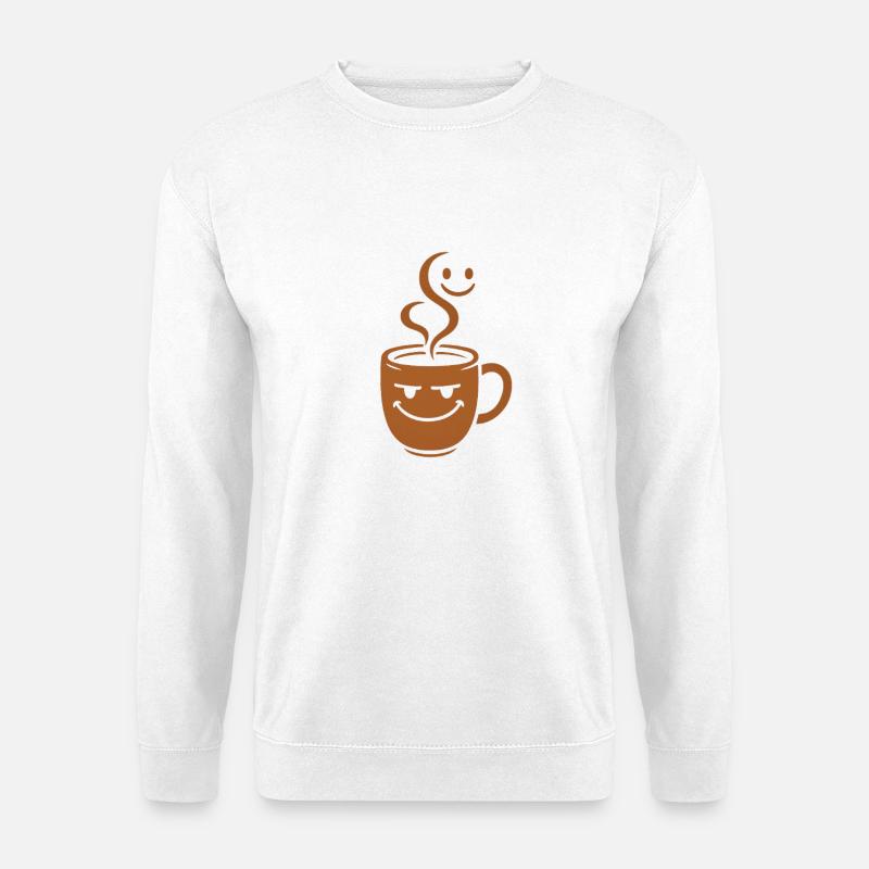 Fröhlicher Kaffeebecher mit Smileys - Unisex Pullover - Weiß