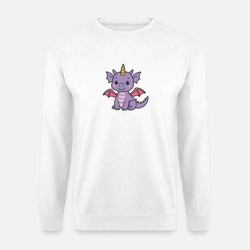 Niedlicher Drachen-Charme in Pastellfarben - Unisex Pullover - Weiß