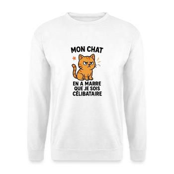 Chat Sarcastique en Colère - Sweat-shirt Unisexe - blanc - Devant