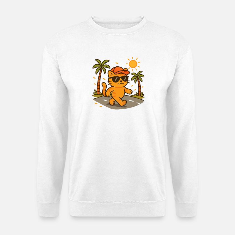 Tropische Katzensonnenbrille - Unisex Pullover - Weiß