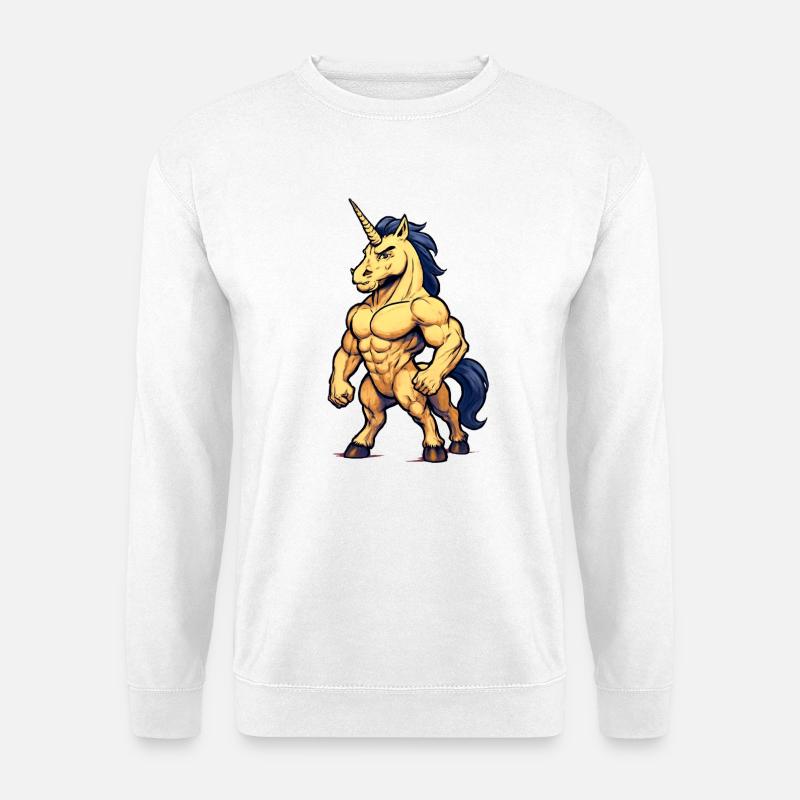 Muskulöses Einhorn - Unisex Pullover - Weiß