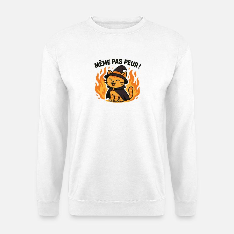 Hexe Katze Flamme Halloween - Unisex Pullover - Weiß