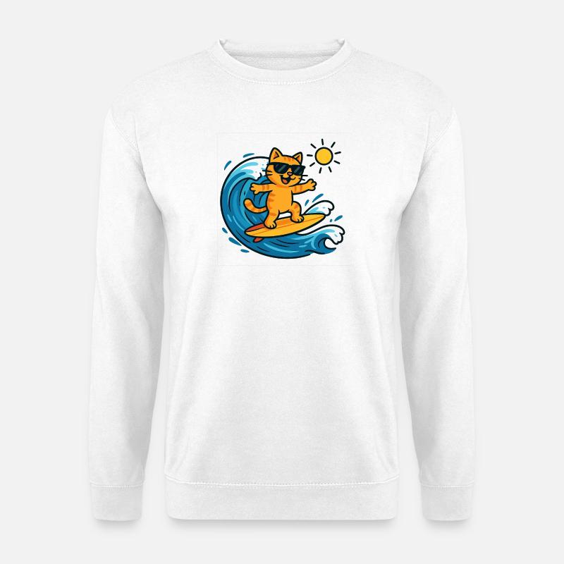 Sun Surfer Katze - Unisex Pullover - Weiß
