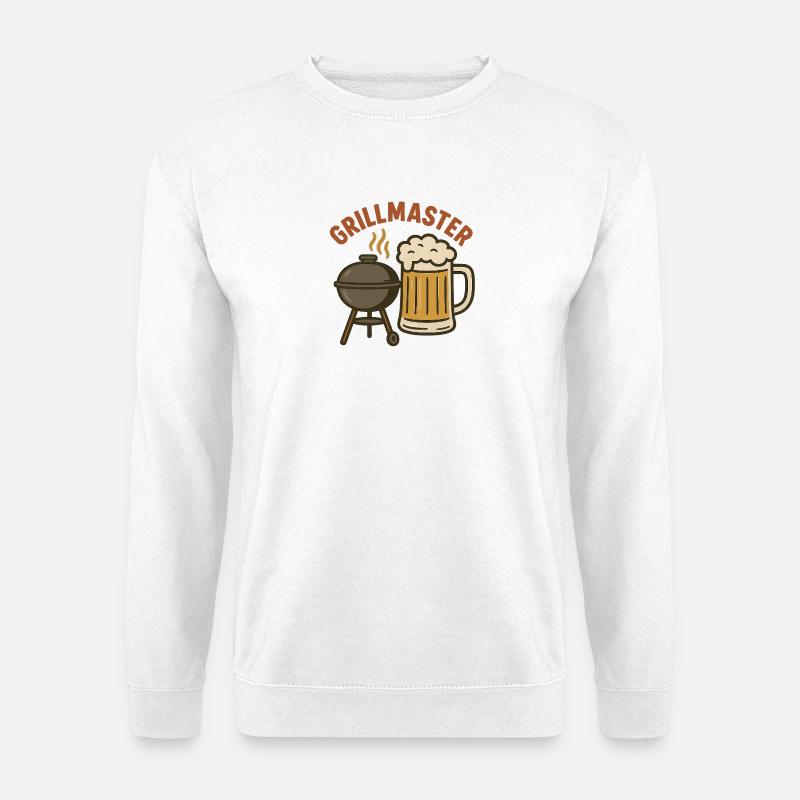 Grillmeister – Bier und Grillmotiv - Unisex Pullover - Weiß