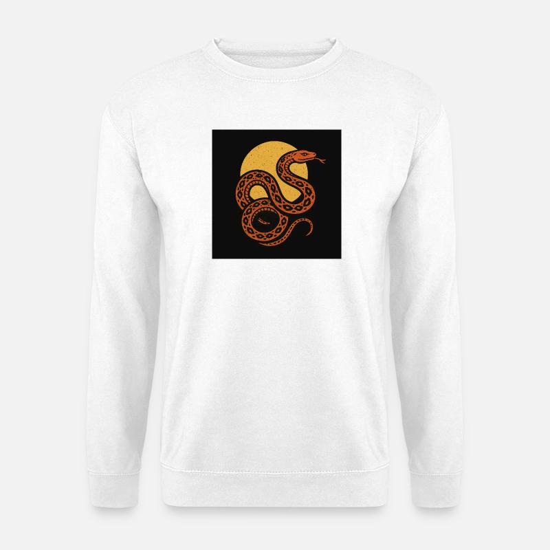 Sonnenschlange vor dunklem Hintergrund - Unisex Pullover - Weiß