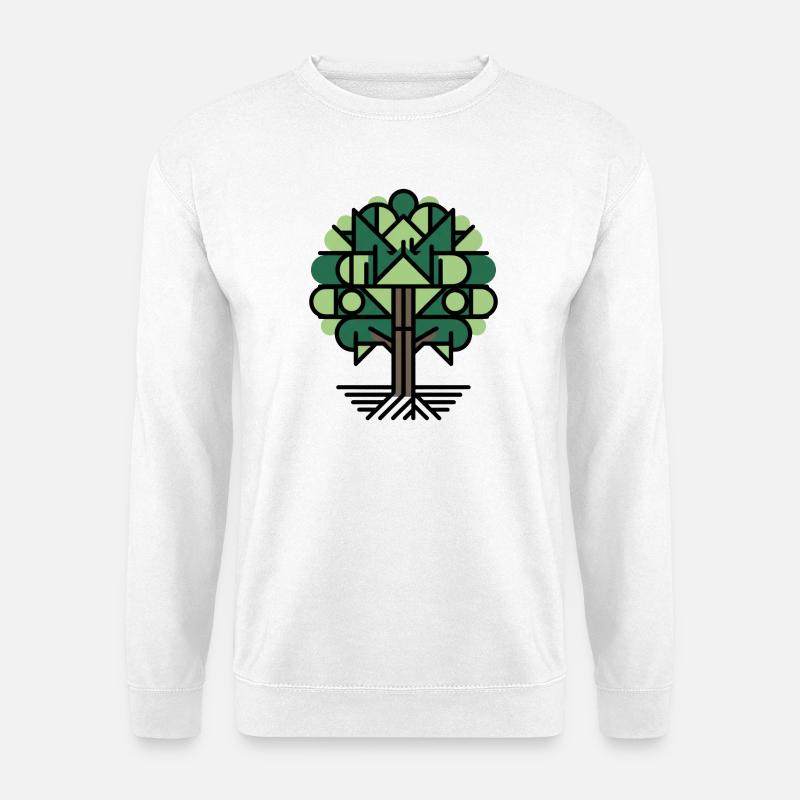 Geometrischer Baum Muster Grün - Unisex Pullover - Weiß