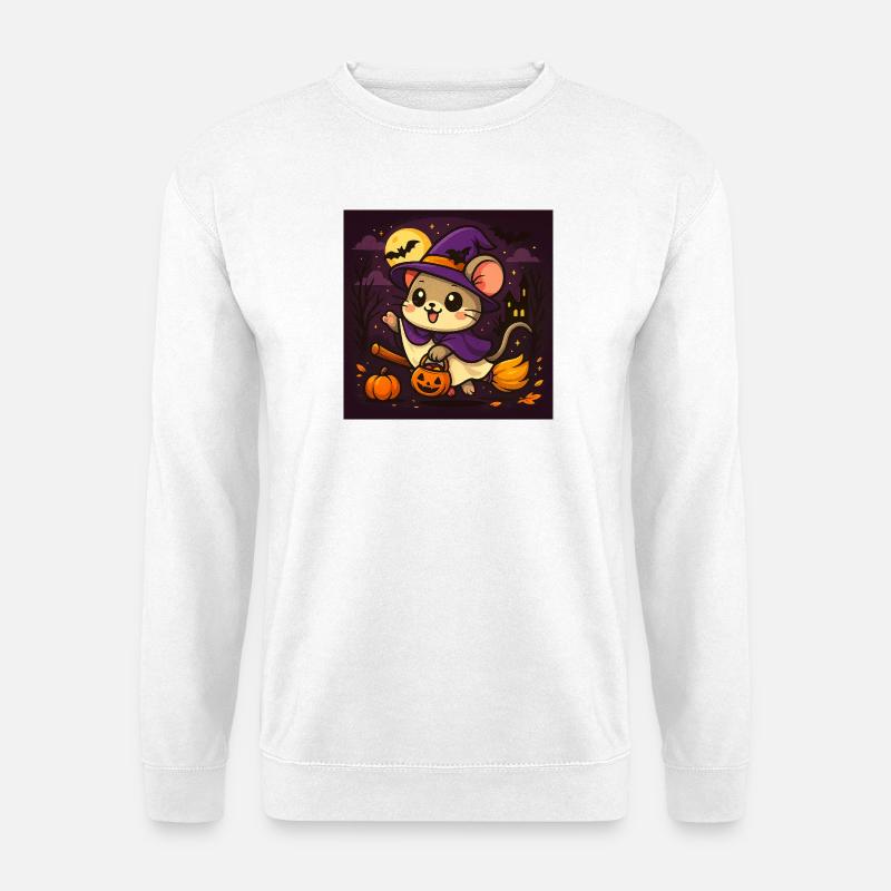 Süße Halloween Maus als Hexe - Unisex Pullover - Weiß