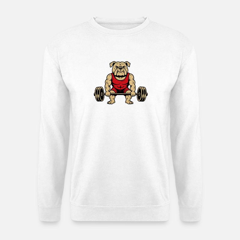 Bodybuilder Bulldogge - Unisex Pullover - Weiß