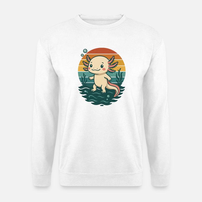 Süßer Retro-Axolotl - Unisex Pullover - Weiß