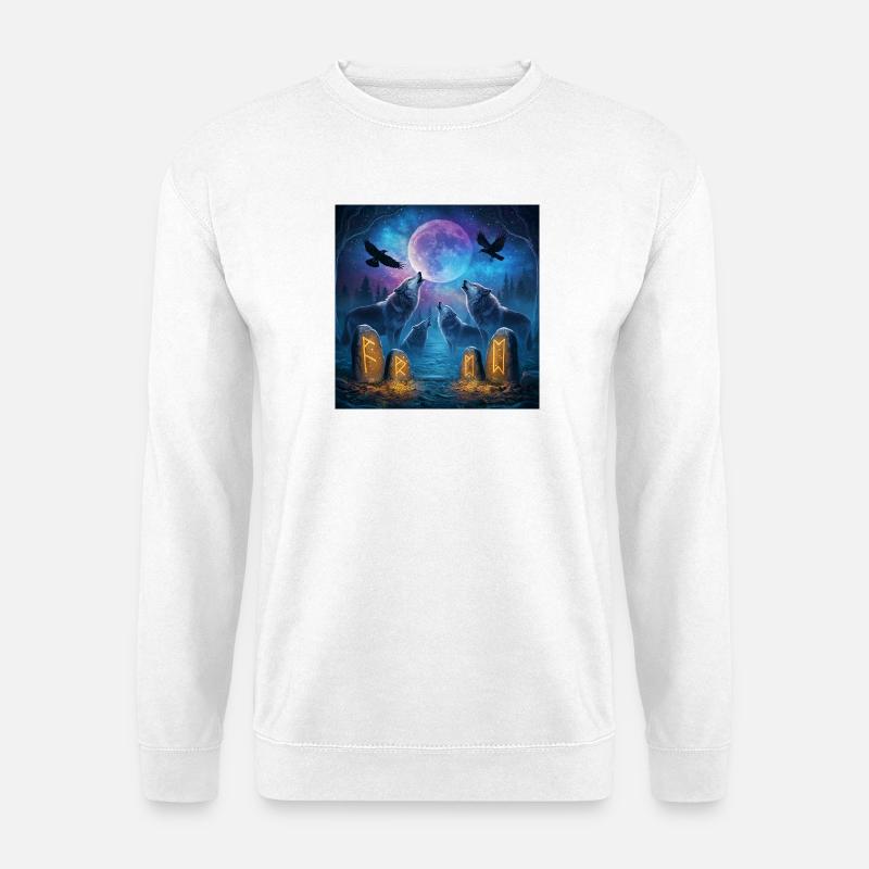 Mondnacht der Wölfe - Unisex Pullover - Weiß