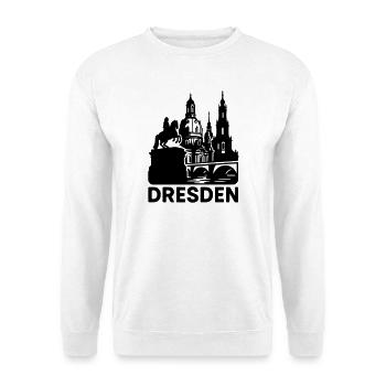 Silhouette de point de repère de Dresde - Sweat-shirt Unisexe - blanc - Devant