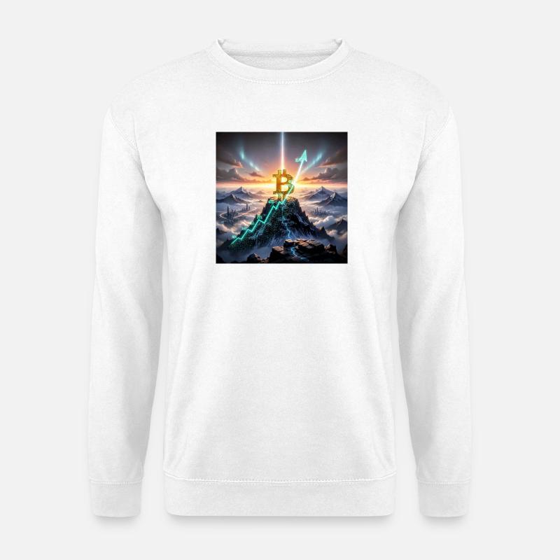 Bitcoin Gipfelaufstieg 3D - Unisex Pullover - Weiß