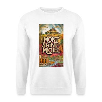 Mont Saint-Michel Psychedelische Skyline Frankreich Stadt - Unisex Pullover - Weiß - Vorne