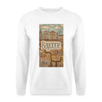 Bayonne Paysage urbain fantaisiste France - Sweat-shirt Unisexe - blanc - Devant