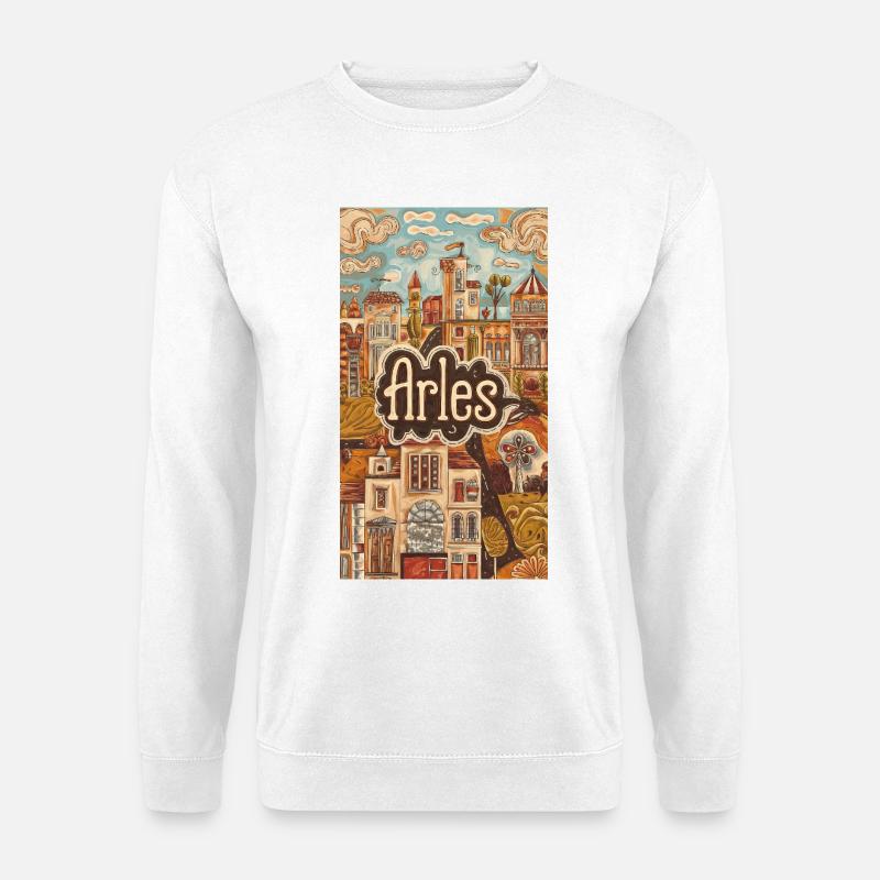 Arles Stadtbild Traumlandschaft - Unisex Pullover - Weiß